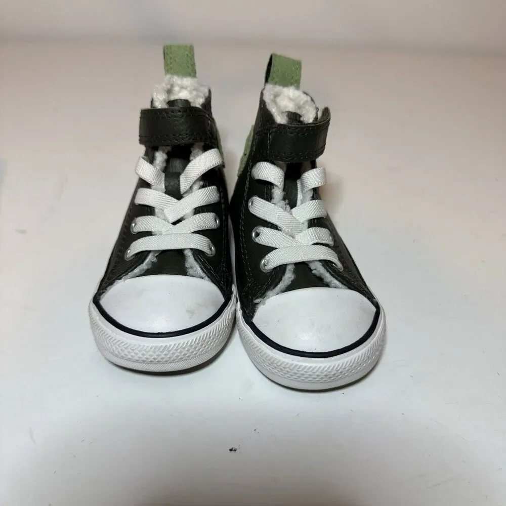 Converse Infant High Lifestyle Shoes Toddler Size 6 Green Leather A01473C